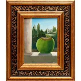Rene Magritte (manner), oil on masonite