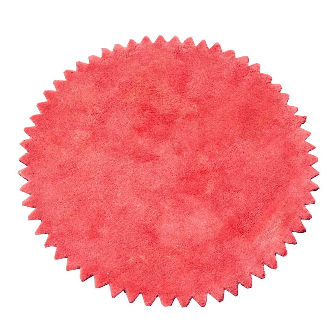 Nanimarquina "News" red wool area rug: Nanimarquina "News" red wool area rug, 21st c., Spain, Marti Guixe for Nanimarquina, label to underside, approx. 60"dia