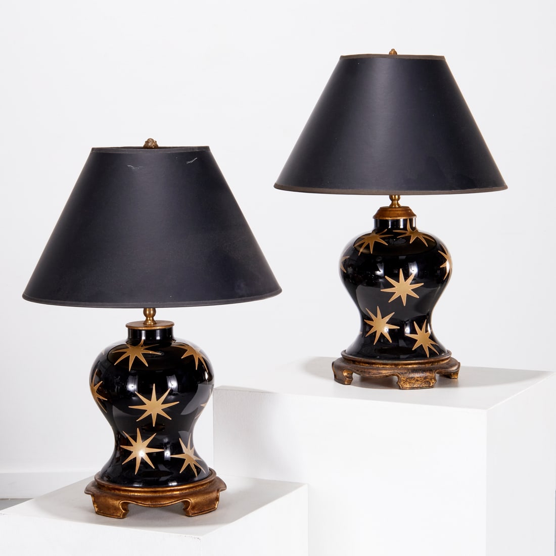 Pair Designer reverse painted glass table lamps (1 of 8)