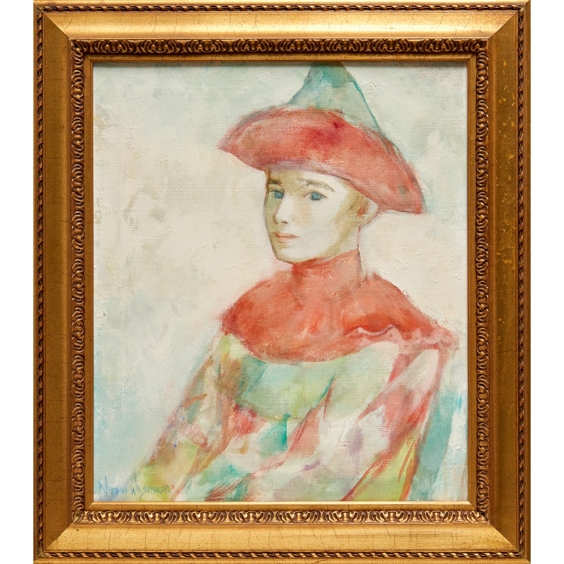Nathan Wasserberger, oil on canvas: Nathan Wasserberger, oil on canvas, Nathan Waserberger (Polish, 1928-2012), Harlequin, signed "Nathan Wasserberger" at lower left, 20.5"h x 17.5"w (sight), 27"h x 23.5"w (frame)
