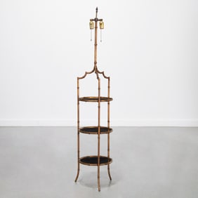 Hollywood Regency faux bamboo lamp table