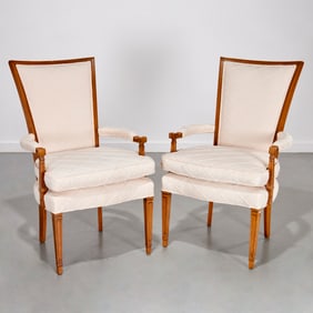 Pair Neoclassical style high back armchairs