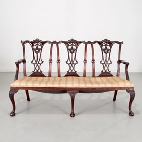 Antique George III style triple chair back settee