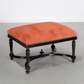Louis XVI style black lacquer bench