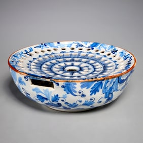 English Delft colander bowl, ex museum