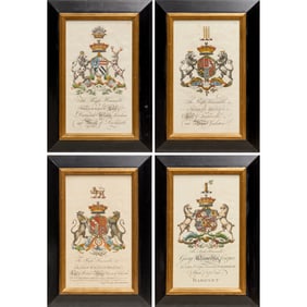 (4) 18th c. English coat of arms engravings