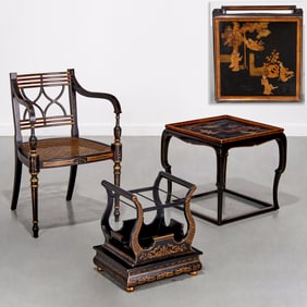 Designer Chinoiserie furniture group, incl. Baker