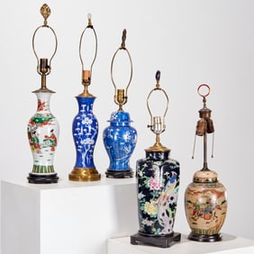 (5) Chinese porcelain table lamps