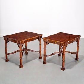 Pair John Stuart Chippendale style side tables