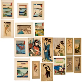 (17) Japanese woodblock prints, ex museum