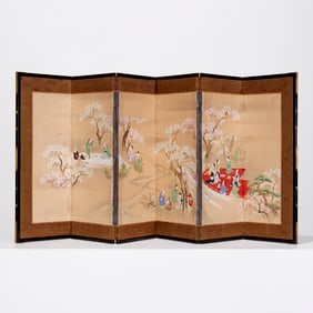 Kano School, 6-panel folding screen, ex museum