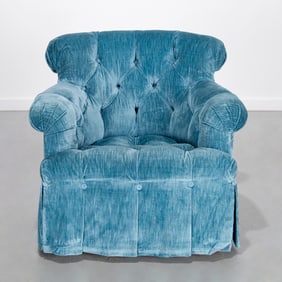 Nice custom upholstered skirted club chair