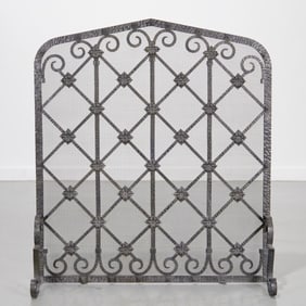 Gothic Revival oversized wrought iron fire screen