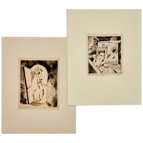 Clement Haupers, (2) etchings, ex museum
