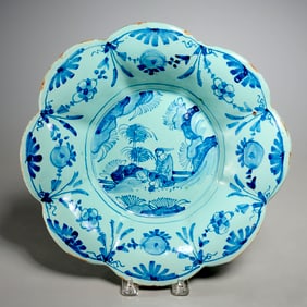 English Delft lobed dish, ex museum