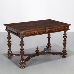 Continental Baroque style walnut writing table