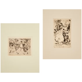 Clement Haupers, (2) etchings, ex museum