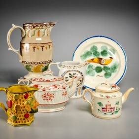 Antique English ceramics group, ex museum