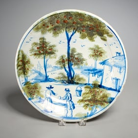 English glazed ceramic charger, ex museum