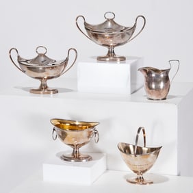 Group Old Sheffield plate tableware, ex museum
