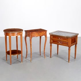 (3) Louis XV and XVI style side tables