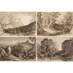 Samuel Palmer, (4) etchings from Virgil Eclogues