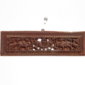 Antique Hindu hardwood temple carving