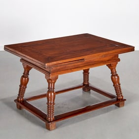Baroque style inlaid draw leaf dining table