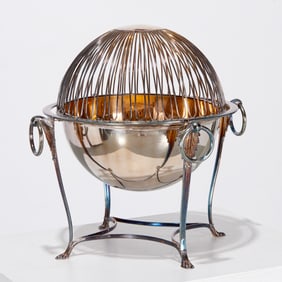 Sheffield silver plate muffin warmer, ex museum