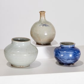 (3) Antique Korean ceramic jars, ex museum