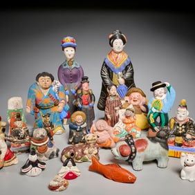 Collection Japanese Mingei figurines, ex museum