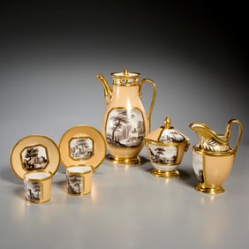 Old Paris porcelain coffee set, ex museum