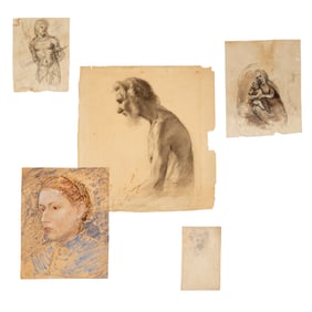 Continental School, (5) academic figural sketches