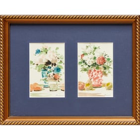 Andre Gisson (attrib.), pair of watercolors