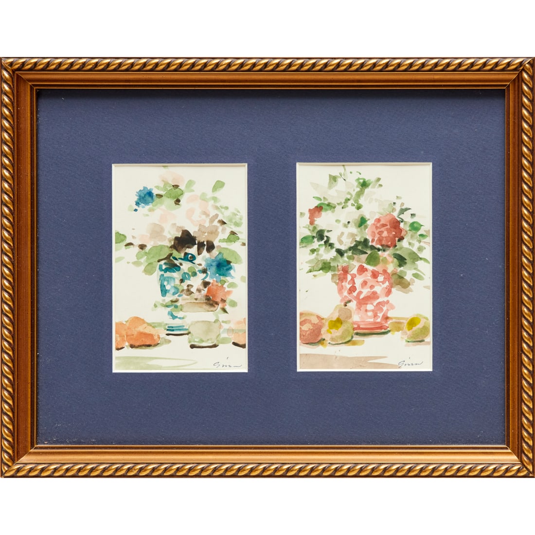 Andre Gisson (attrib.), pair of watercolors (1 of 9)