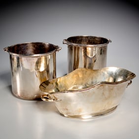 Silverplate champagne and wine serving group