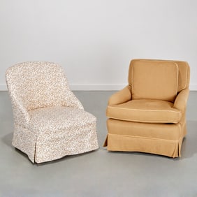 (2) Nice custom upholstered club chairs