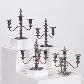 (2) Pair American silverplate candelabra ex museum