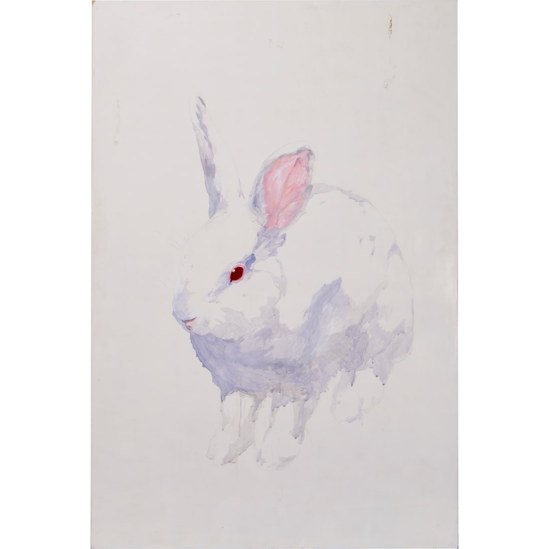 Jesse Weiss, mixed media on panel: Jesse Weiss, mixed media on panel, Jesse Weiss (American, 20th/21st c.), "Yum Albinism! (White Bunny)", acrylic and colored pencil on clay-grounded panel, signed "Jesse did this" and dated verso, unfr