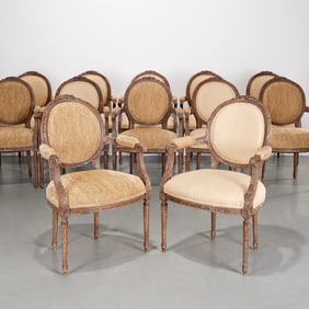 Set (12) Louis XVI style dining chairs