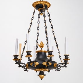 French Empire style parcel gilt chandelier