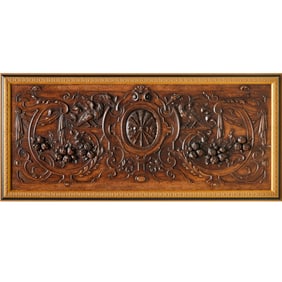 Large Renaissance Revival carved oak relief panel