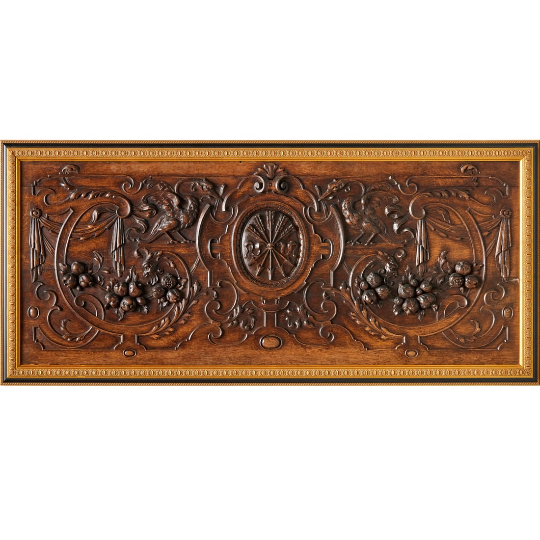 Large Renaissance Revival carved oak relief panel (1 of 6)
