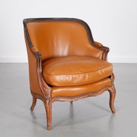 Louis XV style oversized leather bergere