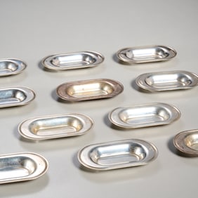 Set (11) Christofle sterling silver salt trays