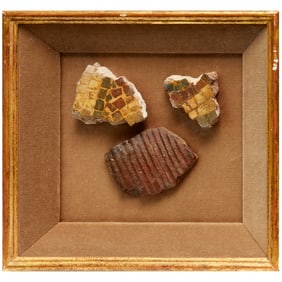 Pompeian style mosaic and tile fragments