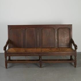 Late Georgian oak Wainscot hall bench