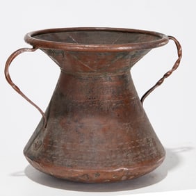 Large Japanese hammered copper vessel, ex museum