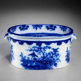 Davenport flow blue footbath, ex museum