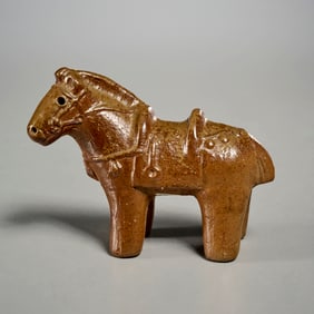 Japanese Bizen ware model of a horse, ex museum